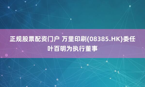正规股票配资门户 万里印刷(08385.HK)委任叶百明为执行董事